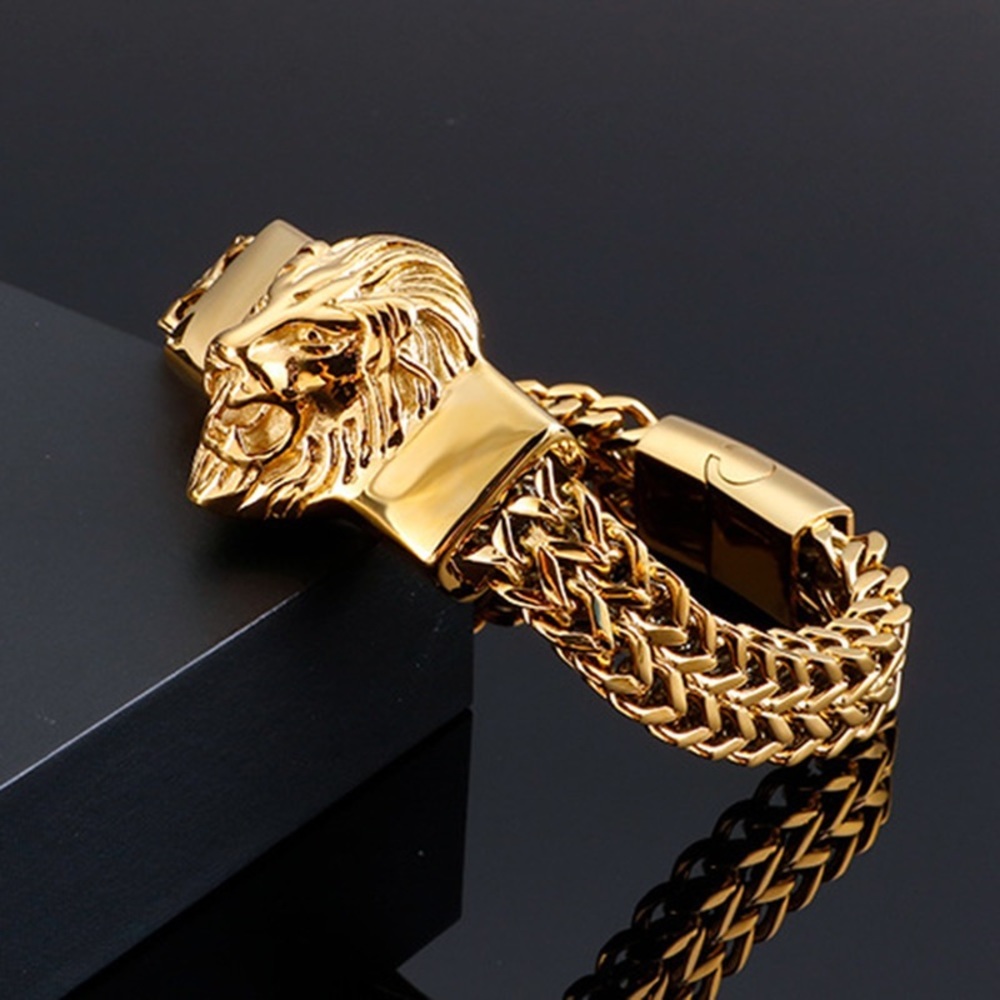 Exotic Lionhead 18 karat gold plated bracelet. This bracelet makes Outfits talk​